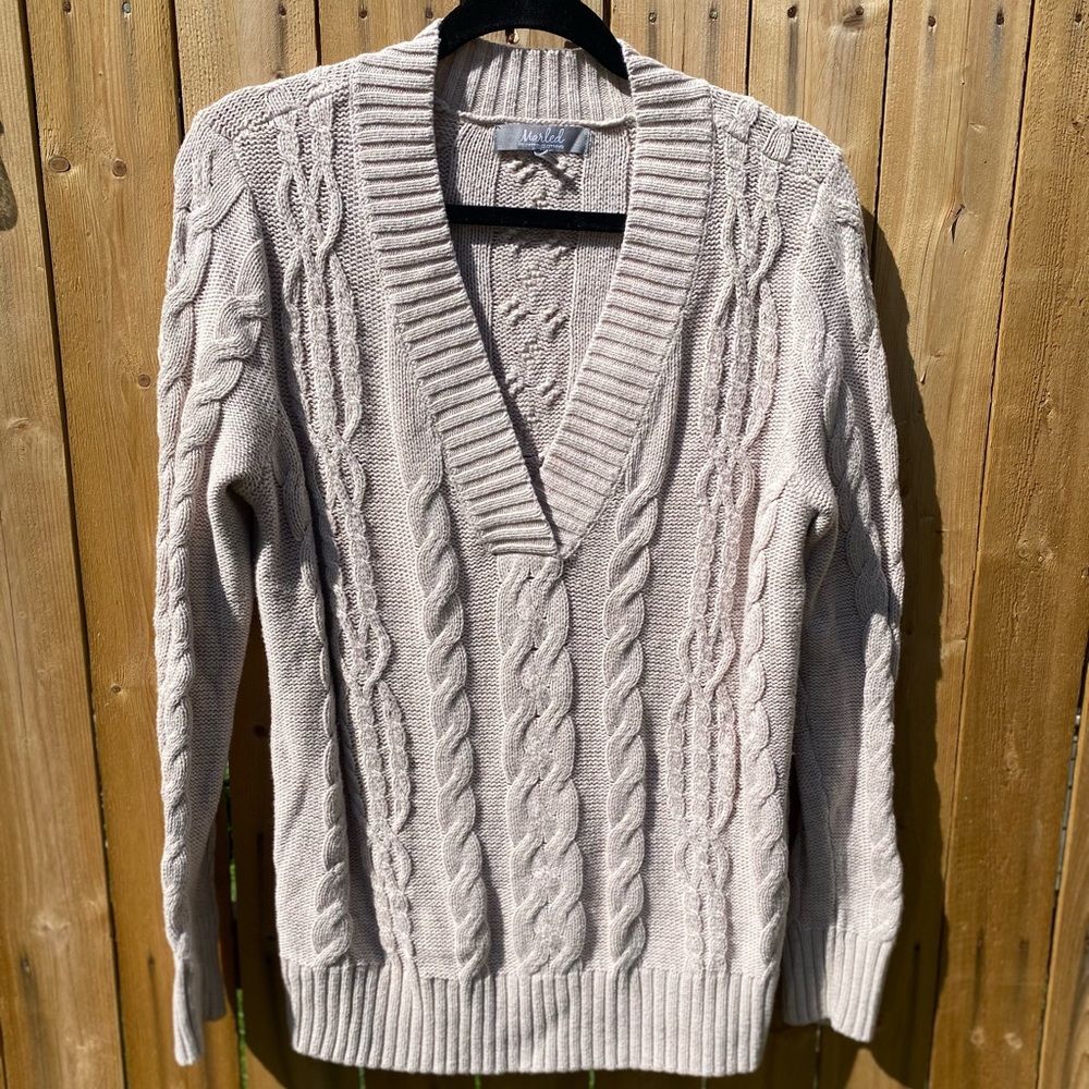 Cream V-Neck Sweater